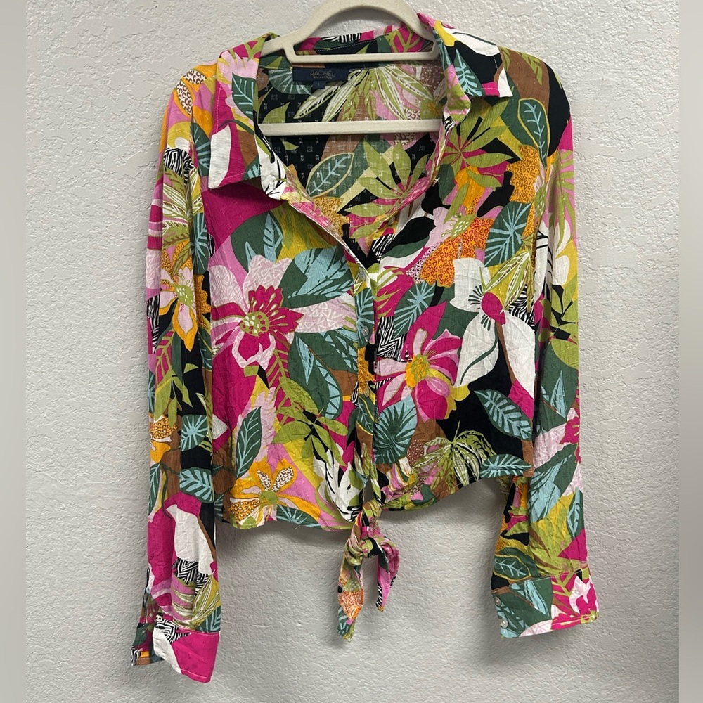 Rachel Rachel Roy Tropical Button Down Top. Size L MSRP $49.00